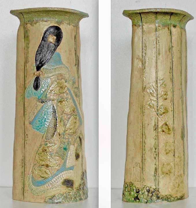 Grand vase - Courtisane de dos - Travail sur plaques - Claude Agier-Mollinari